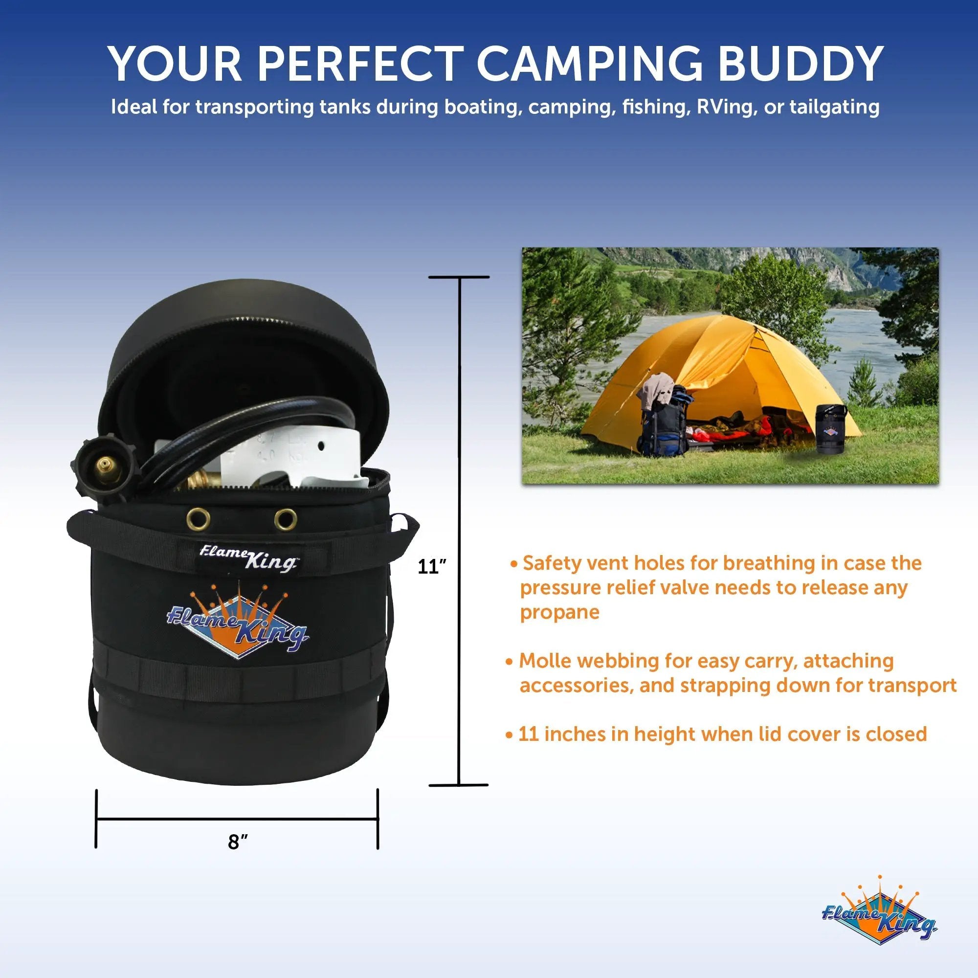 Flame King Propane Gas Hauler Kit 3lb Empty Propane Tank, Adapter Hose and Insulated Protective Carry Case by Flame King Products