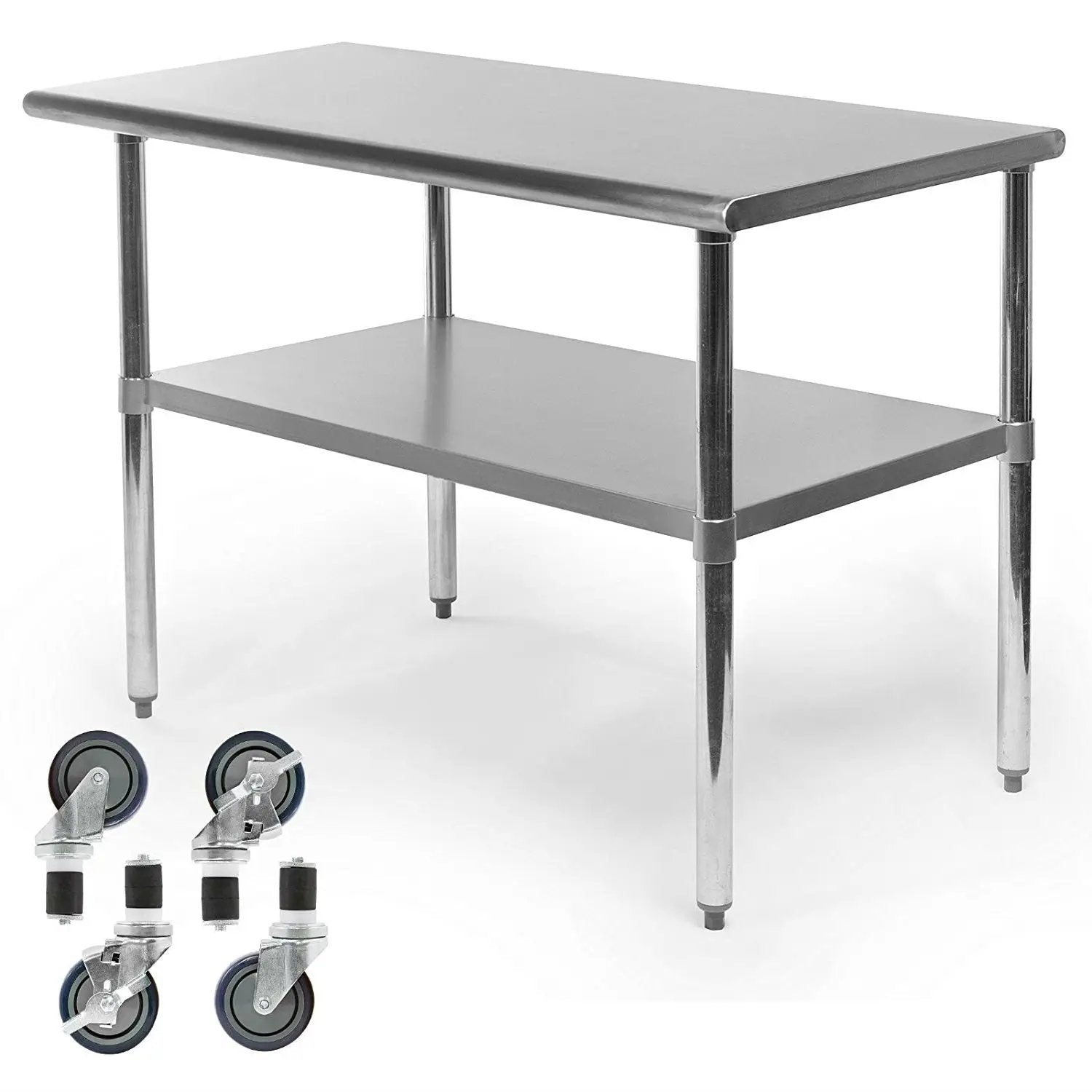 Stainless Steel 48 x 24-inch Kitchen Prep Table with Casters by HomePacific