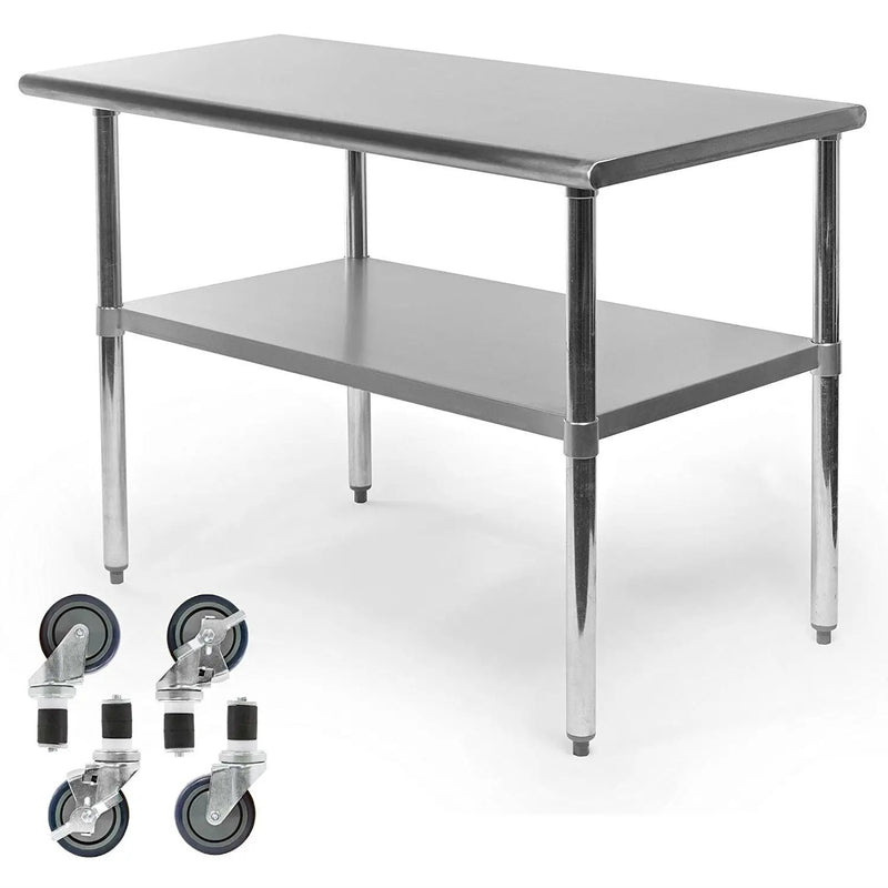 Stainless Steel 48 x 24-inch Kitchen Prep Table with Casters by HomePacific