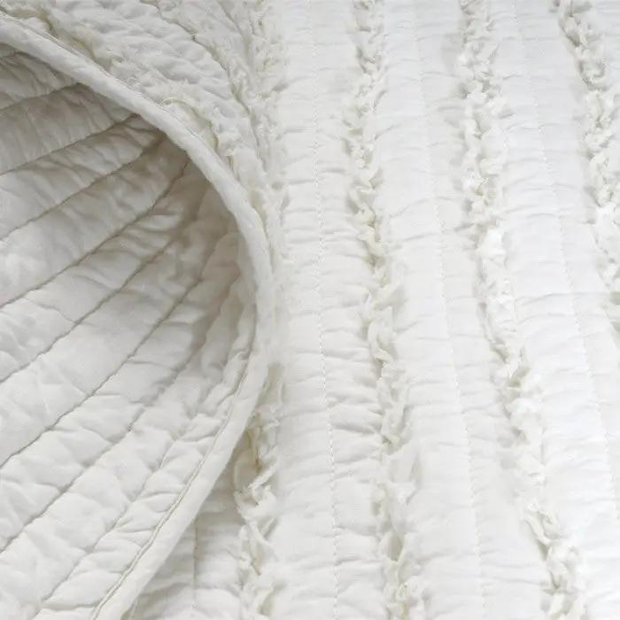 King size 3-Piece Quilt Set with 2 Pillow Shams 100% Cotton White Ruffles by HomePacific