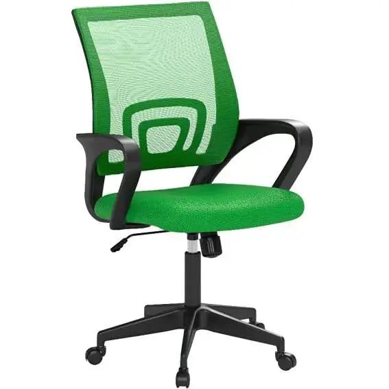 Green Modern Mid-Back Ergonomic Mesh Office Desk Chair with Armrest on Wheels by HomePacific