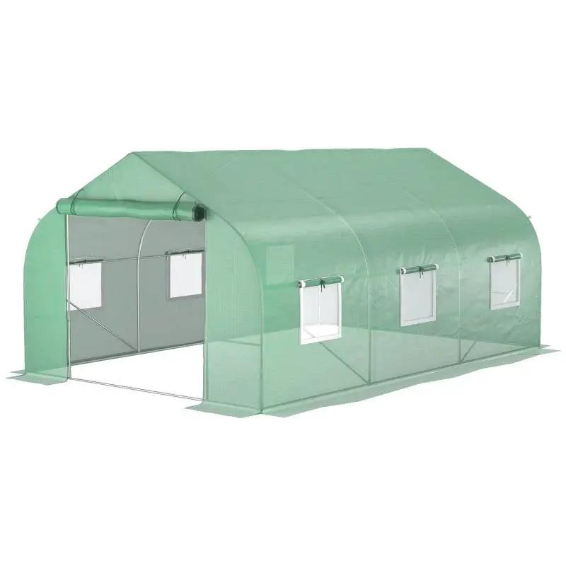 11.5 ft x 9.8 ft. Greenhouse with Green PE Cover and Heavy Duty Steel Frame by HomePacific