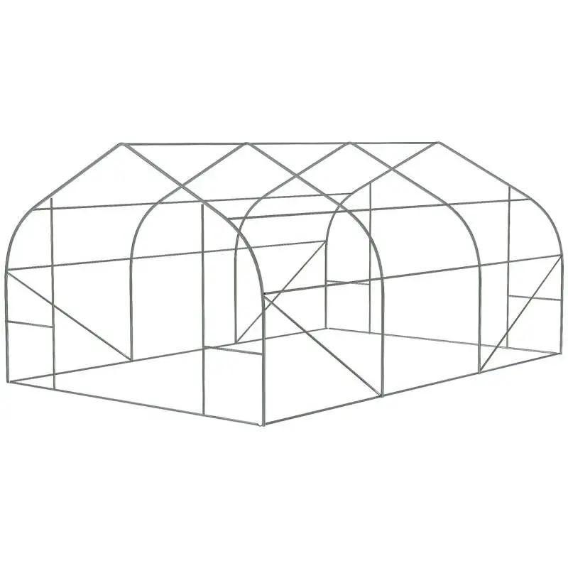 11.5 ft x 9.8 ft. Greenhouse with Green PE Cover and Heavy Duty Steel Frame by HomePacific