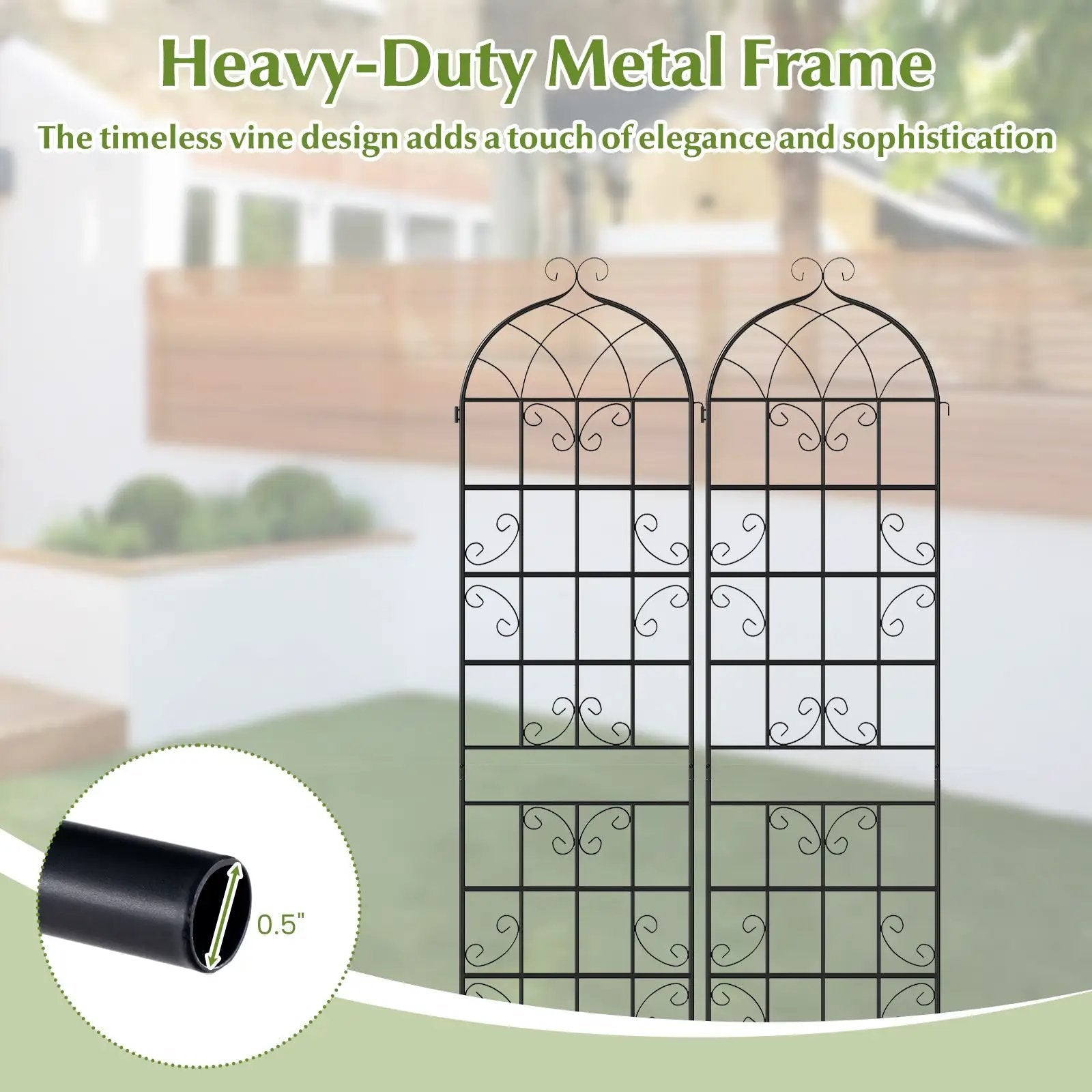 2 Pack 86" x 20" Metal Garden Trellis for Outdoor Climbing Plants by DirectDeals