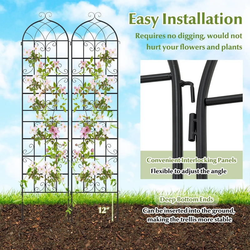 2 Pack 86" x 20" Metal Garden Trellis for Outdoor Climbing Plants by DirectDeals