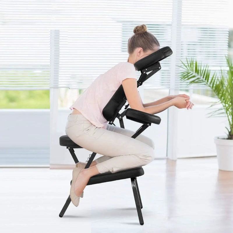 Black Portable Massage Tattoo Chair with Carrying Bag by HomePacific