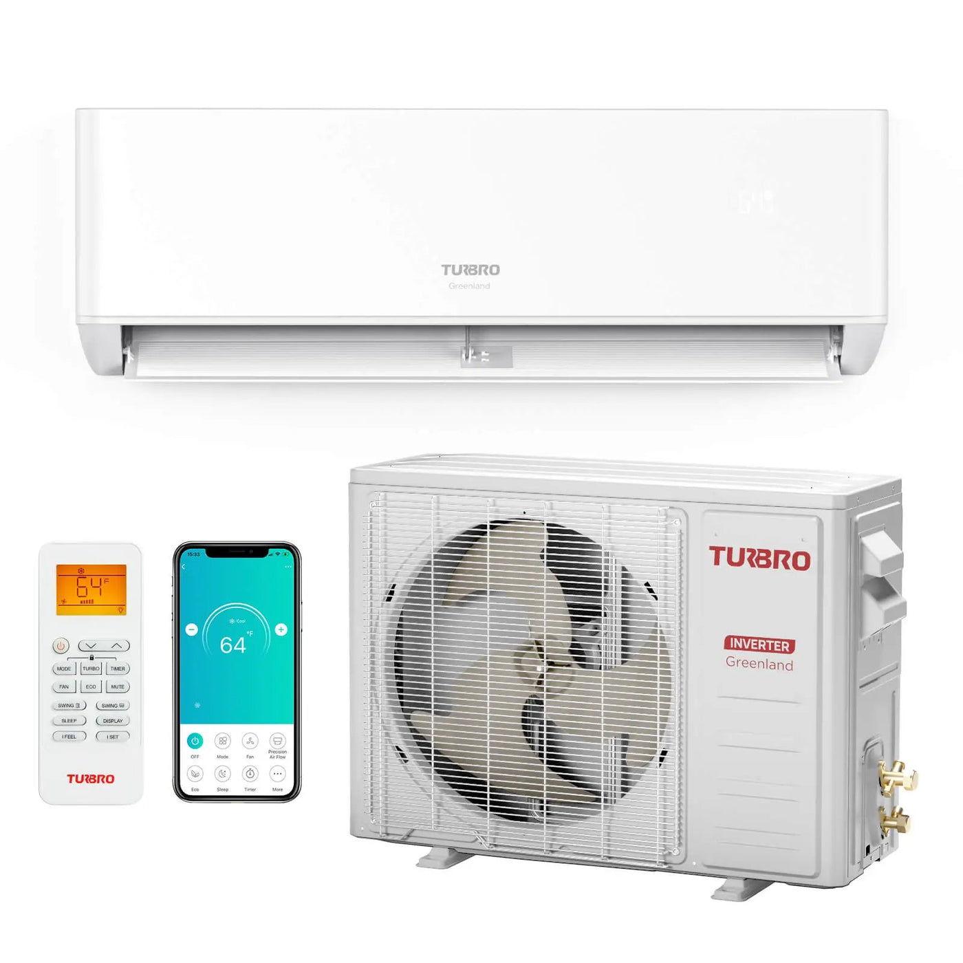 (Open Box) Greenland Single Zone Mini Split AC with Heat Pump (R454B) by TURBRO