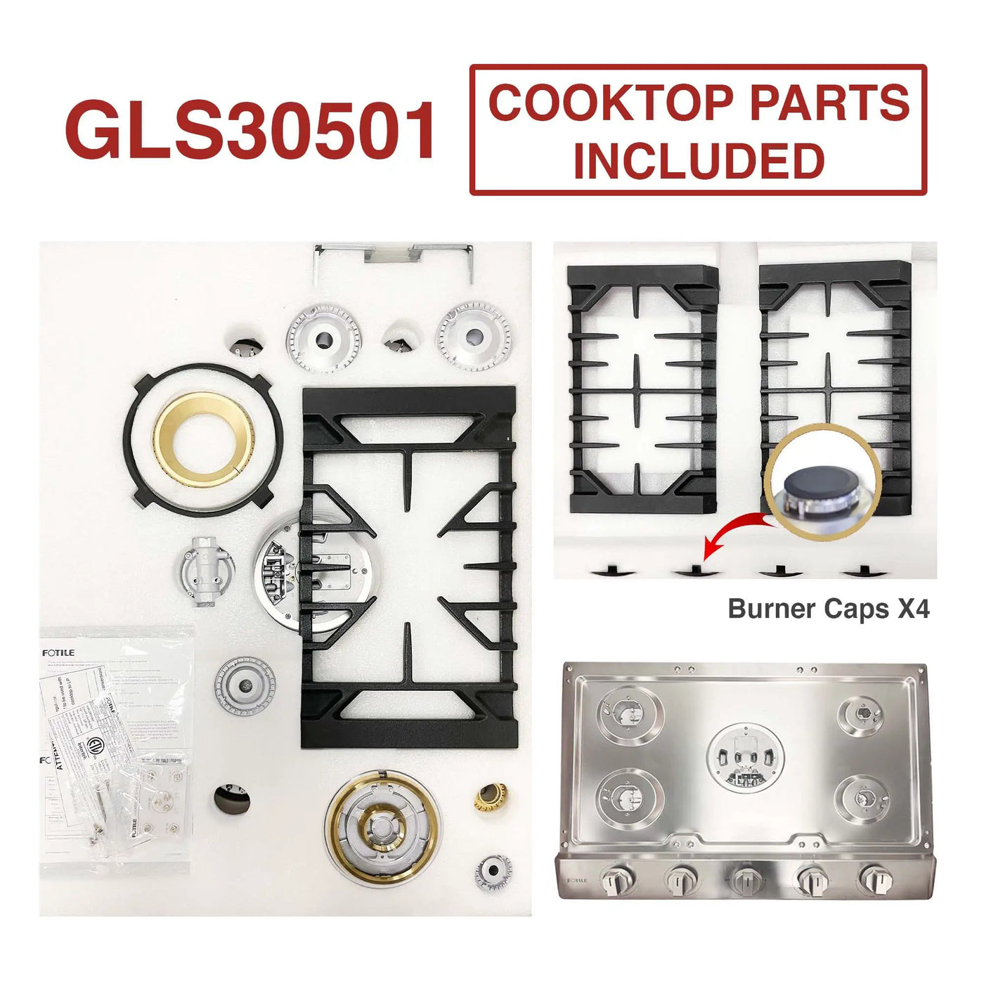 30"/36" Stainless Steel Tri-Ring Gas Cooktop Series | GLS30501 / GLS36502 by FOTILE