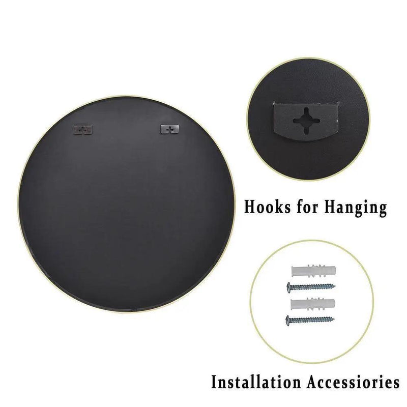 Round 30-inch Circular Bathroom Wall Mirror with Gold Frame by HomePacific