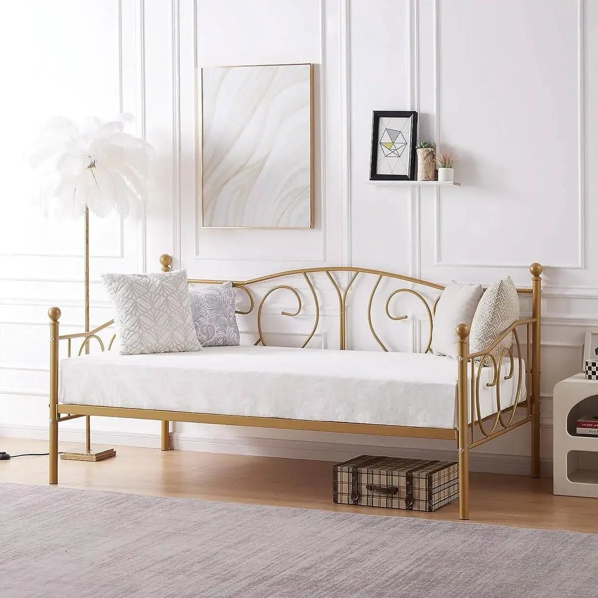 Twin size French Country Style Gold Metal Daybed Frame by HomePacific