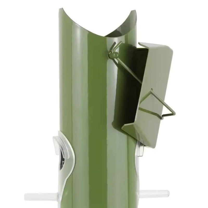 Outdoor Patio Garden 6-Perch Olive Green Metal Tube Bird Feeder by HomePacific
