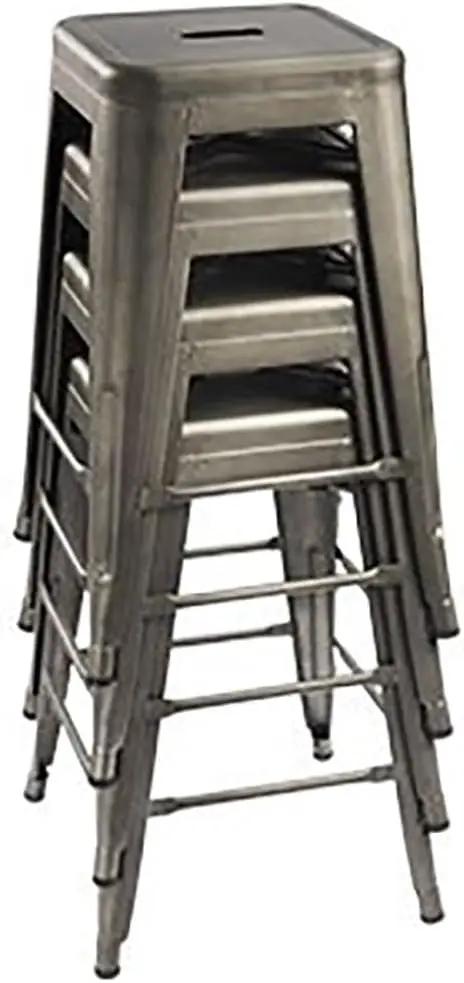 Set of 4 - 24-in. Indoor/Outdoor Backless Stacking Gunmetal Grey Metal Barstools by HomePacific