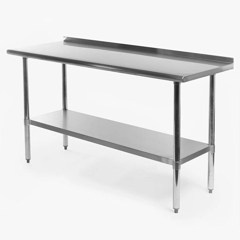 Stainless Steel 60 x 24 inch Heavy Duty NSF Certified Work Bench Prep Table with Backsplash by HomePacific
