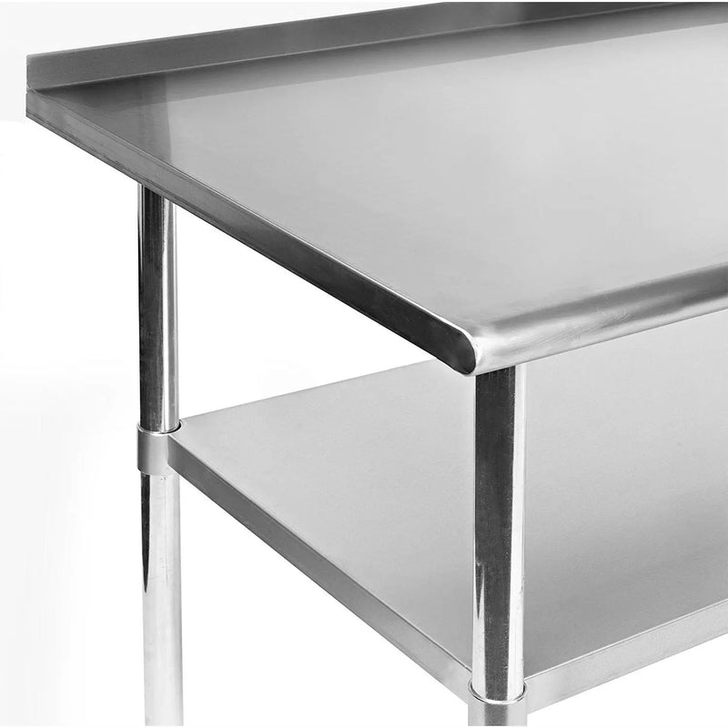 Stainless Steel 60 x 24 inch Heavy Duty NSF Certified Work Bench Prep Table with Backsplash by HomePacific