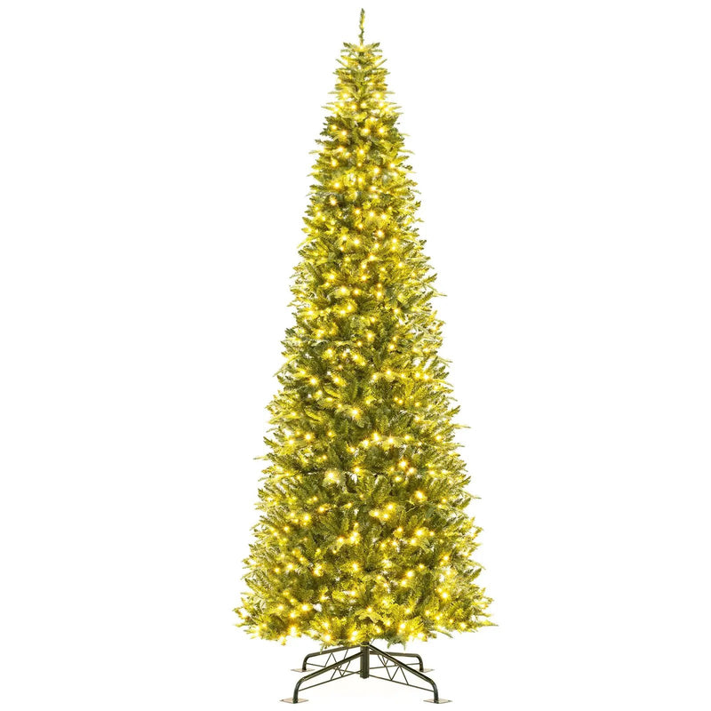 12 Feet Tall Prelit Hinged Artificial Christmas Tree with 2517 PVC PE Branch Tips by DirectDeals