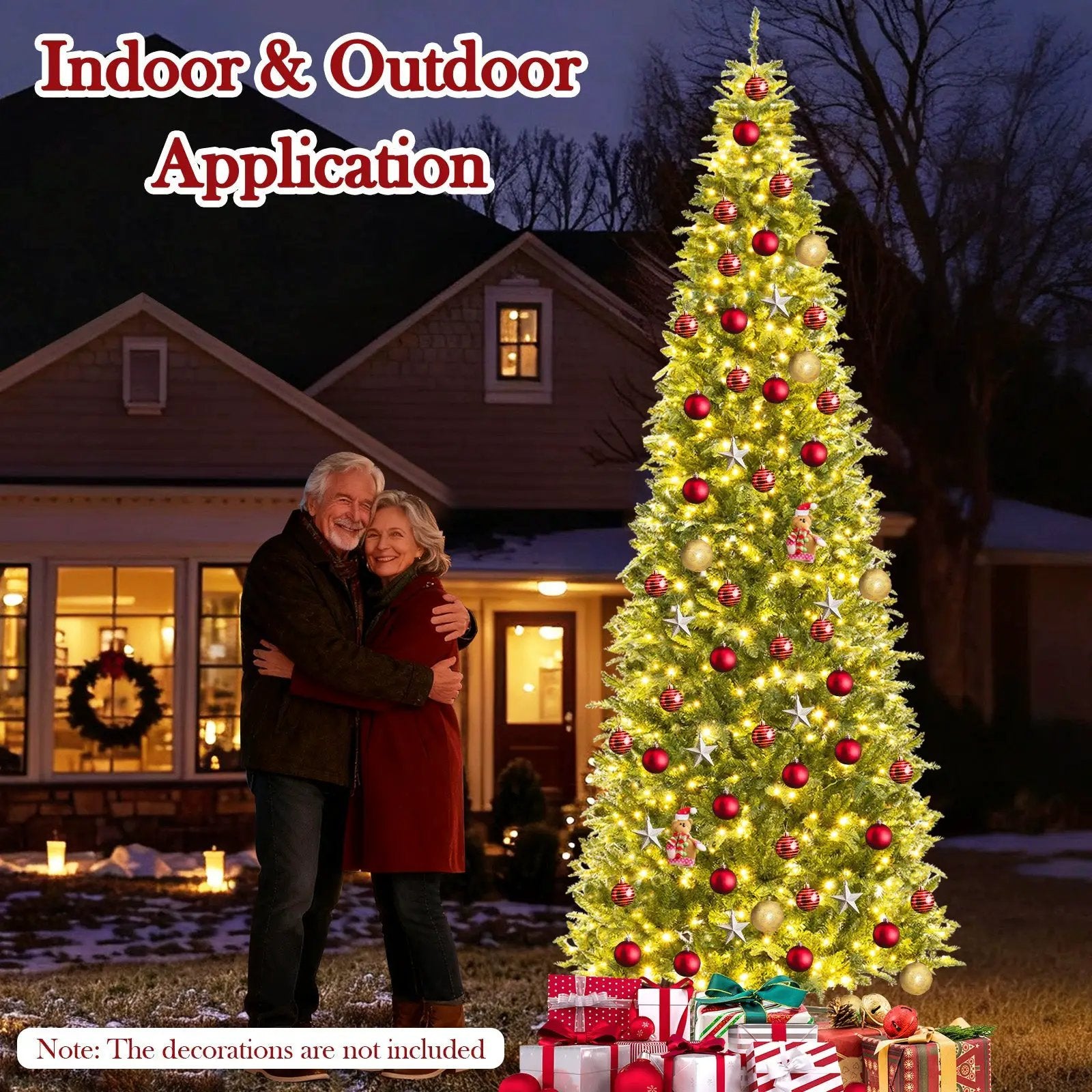 12 Feet Tall Prelit Hinged Artificial Christmas Tree with 2517 PVC PE Branch Tips by DirectDeals