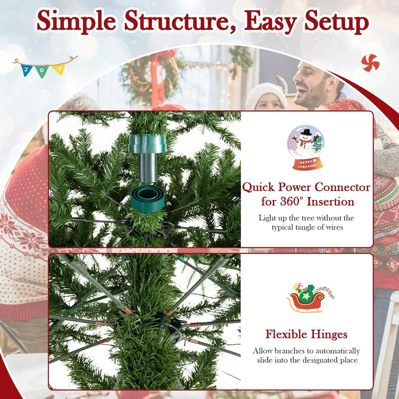 12 Feet Tall Prelit Hinged Artificial Christmas Tree with 2517 PVC PE Branch Tips by DirectDeals
