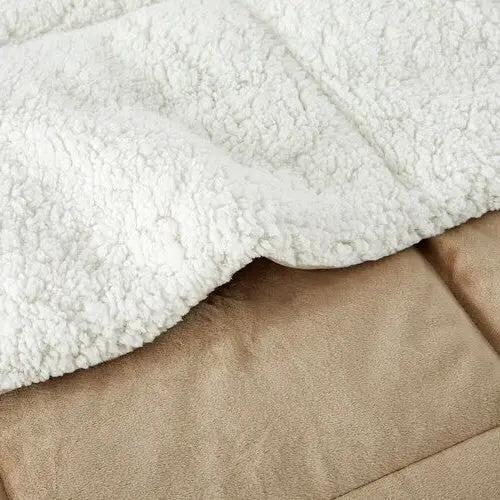 Queen Plush Microfiber Reversible Comforter Set in Gold by HomePacific
