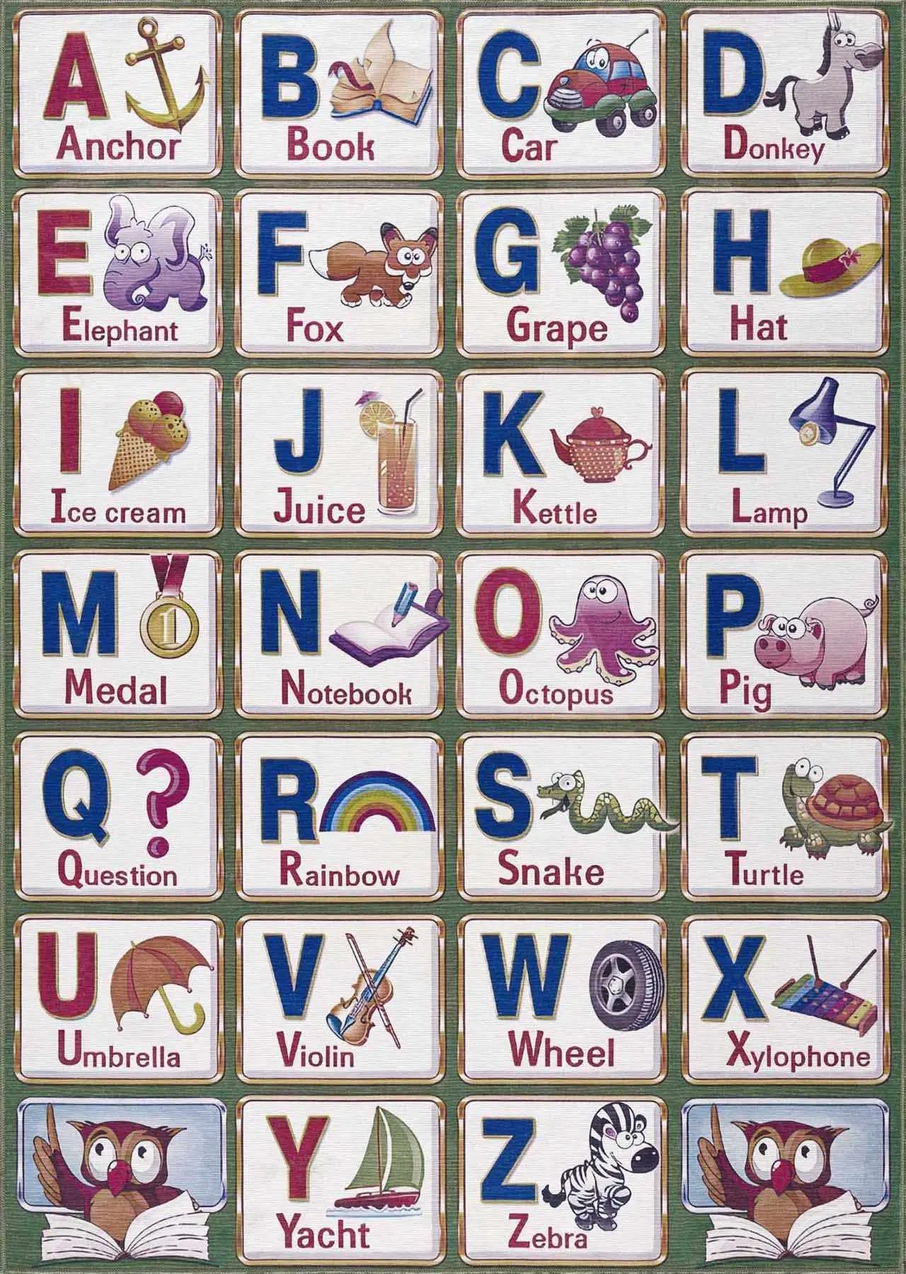Osric Colorful Alphabet Washable Kids Rug - Clearance by Boutique Rugs