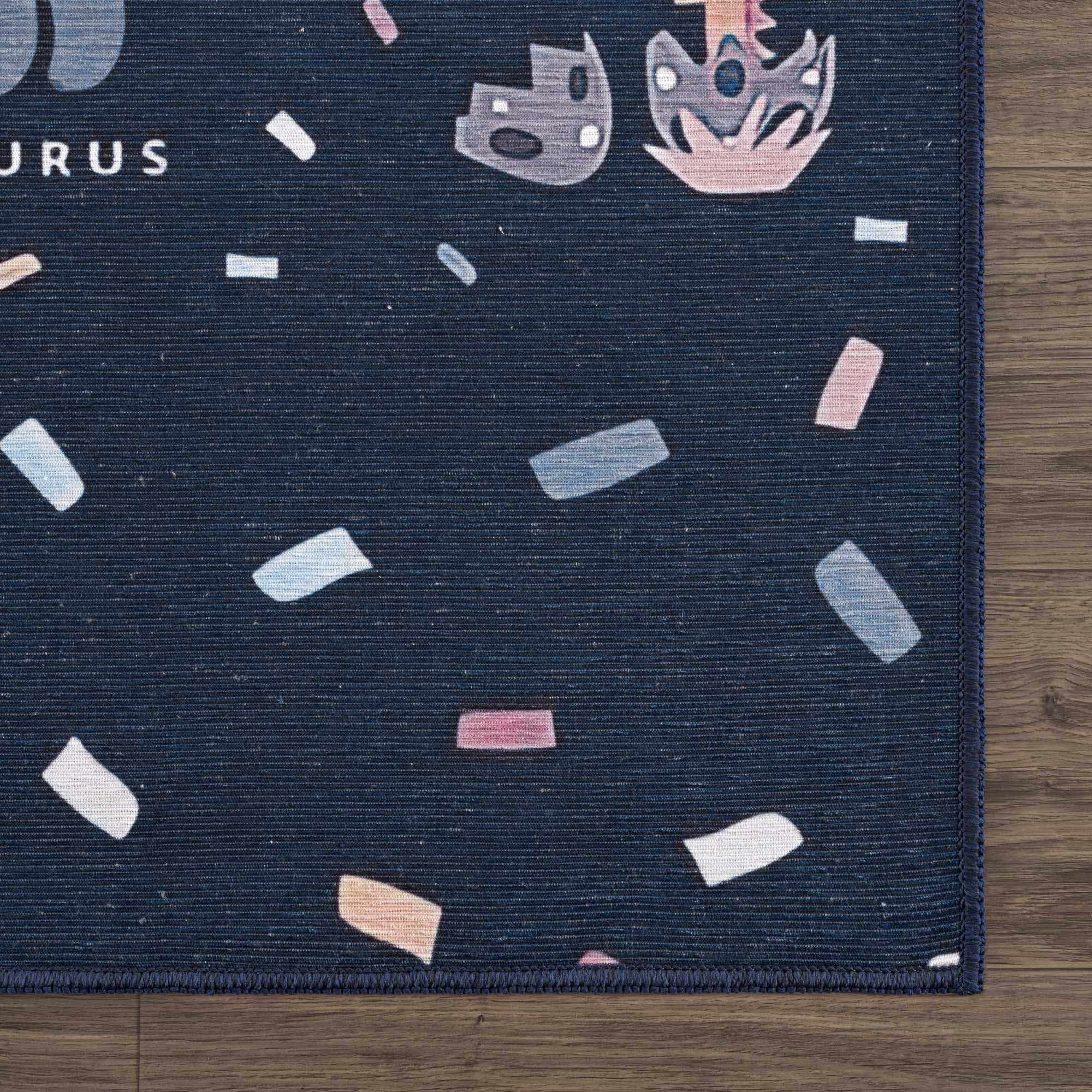 Milne Navy Dinosaur Washable Kids Rug - Clearance by Boutique Rugs