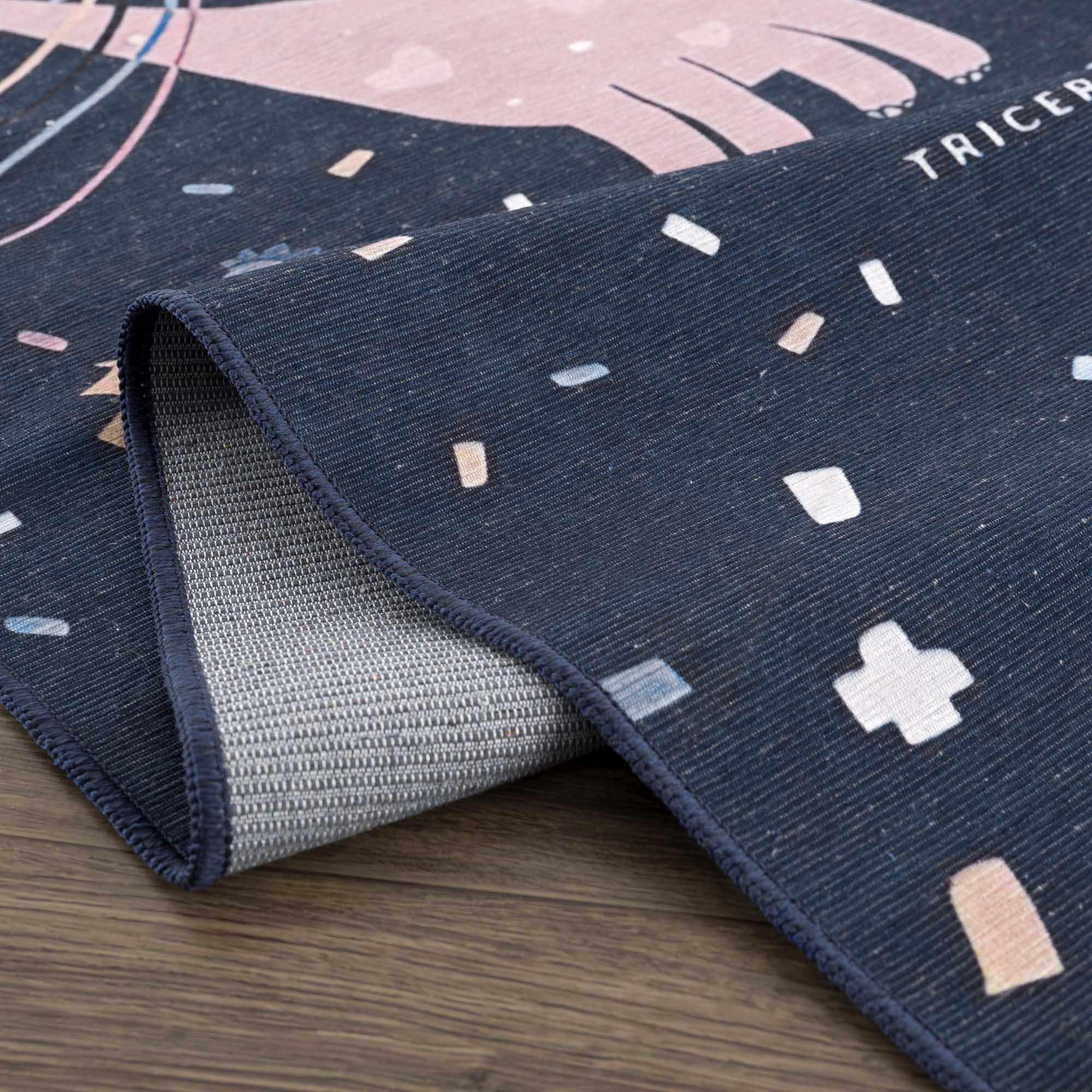 Milne Navy Dinosaur Washable Kids Rug - Clearance by Boutique Rugs