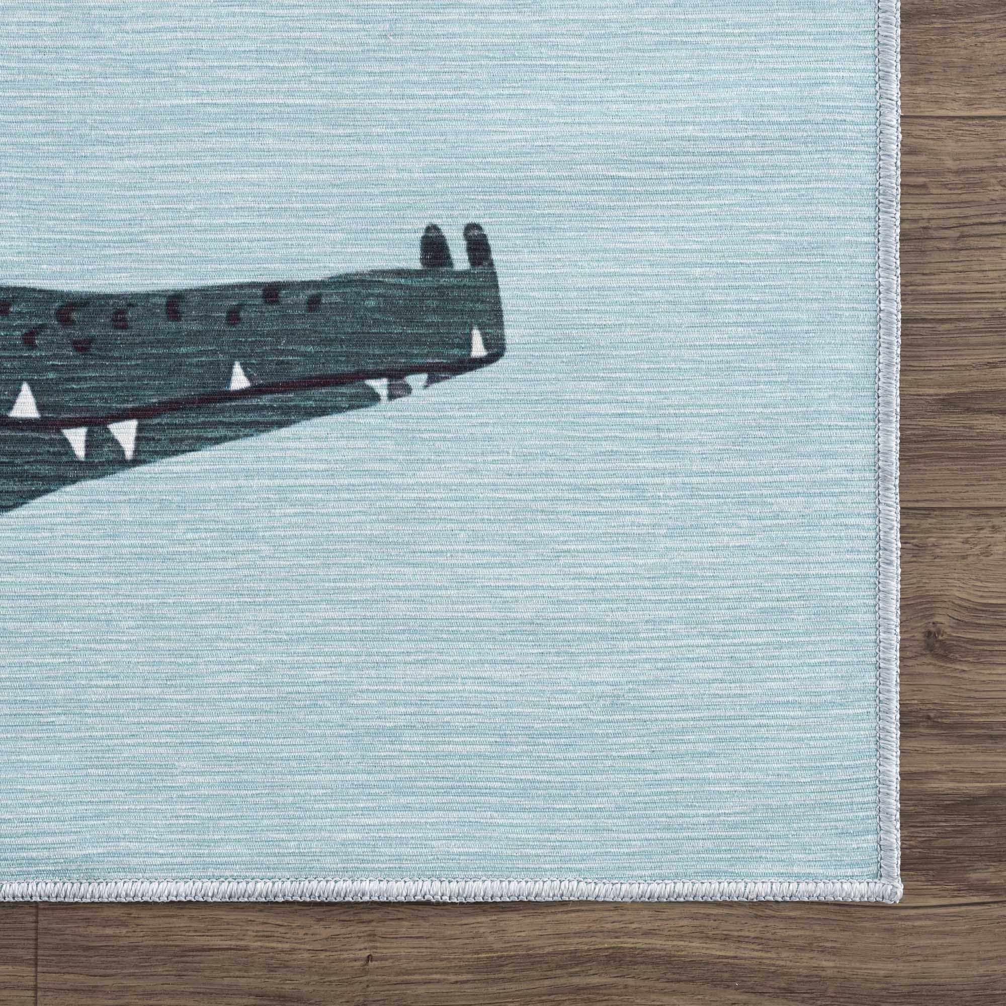 Petey Blue Animal Print Washable Kids Rug - Clearance by Boutique Rugs