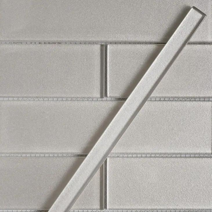 White 0.5x12 Glossy Glass Pencil Tile Trim (10 pack, 0.5 sq ft/case) by Apollo Tile
