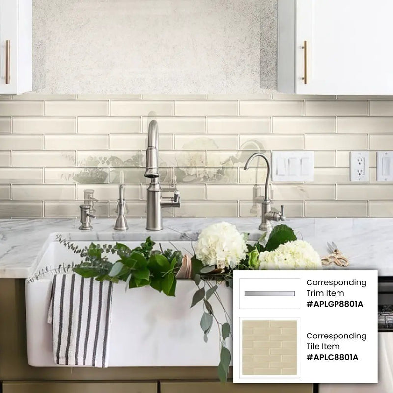 White 0.5x12 Glossy Glass Pencil Tile Trim (10 pack, 0.5 sq ft/case) by Apollo Tile