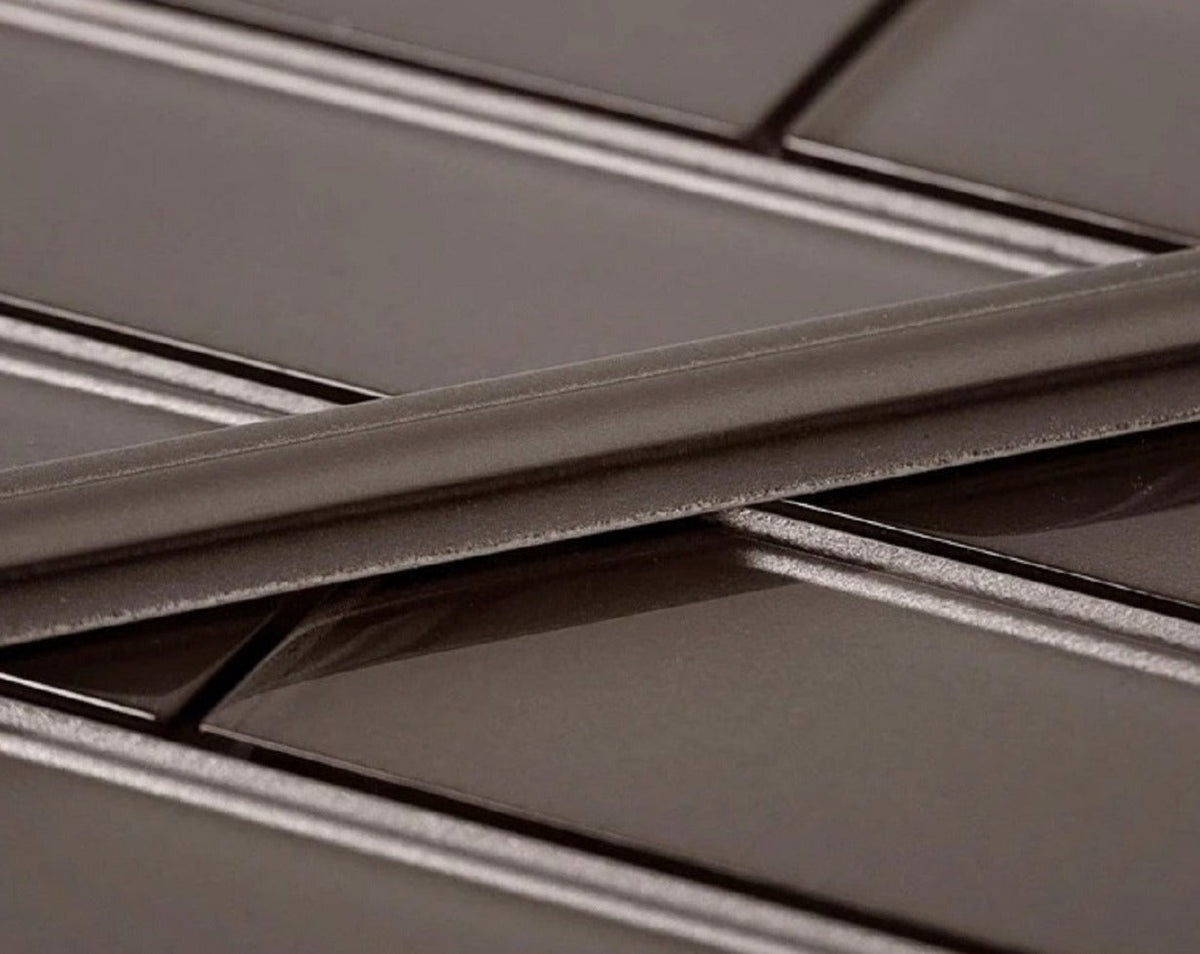 Cedar Brown 0.5x12 Glossy Glass Pencil Tile Trim (10 pack, 0.5 sq ft/case), photo 4 of 4