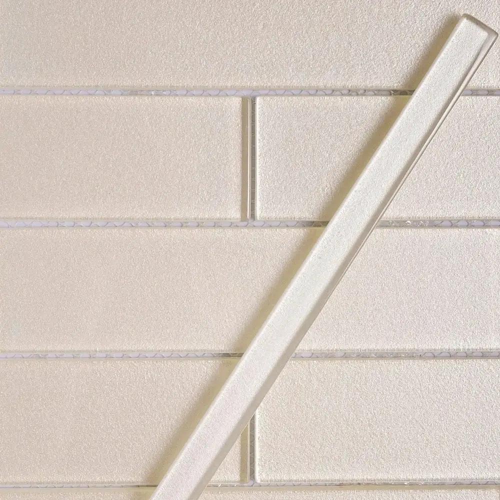Snow White 0.5x12 Glossy Glass Pencil Tile Trim (10 pack, 0.5 sq ft/case) by Apollo Tile