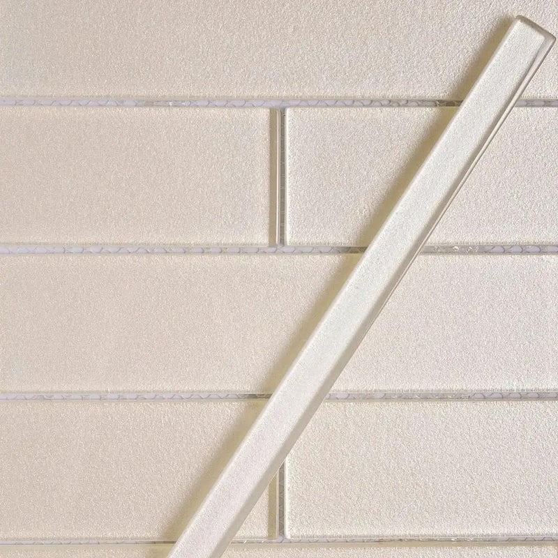 Snow White 0.5x12 Glossy Glass Pencil Tile Trim (10 pack, 0.5 sq ft/case) by Apollo Tile