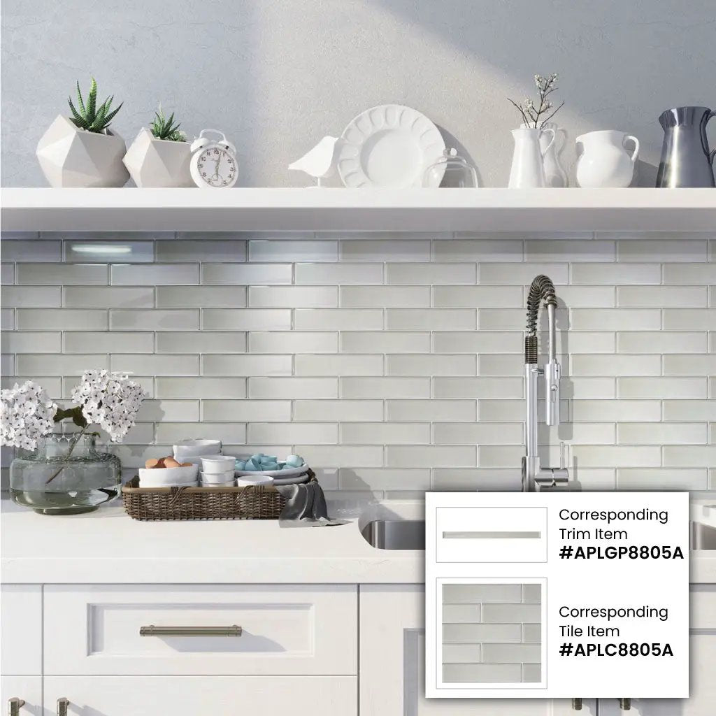 Powder White 12x12 Glossy Brick Glass Mosaic Tile (5 pack, 4.83 sq ft/case) by Apollo Tile