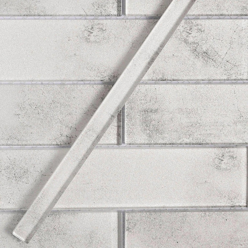 Gray 0.5x12 Glossy Glass Pencil Tile Trim (10 pack, 0.5 sq ft/case), photo 3 of 3