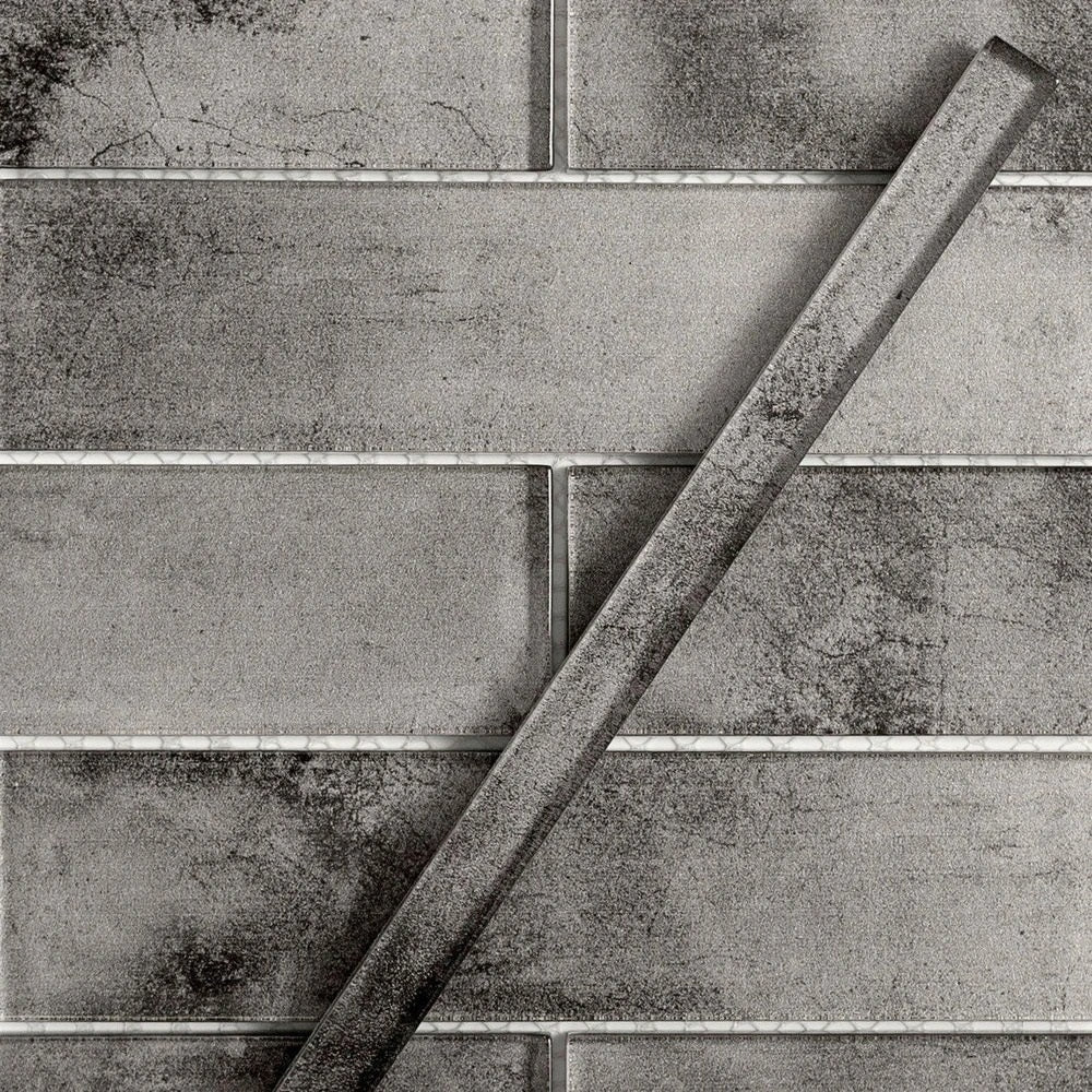 Dark Gray 0.5x12 Glossy Glass Flat Pencil Tile Trim (10 pack, 0.5 sq ft/case), photo 2 of 3