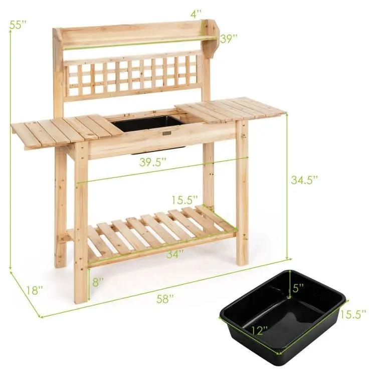 Solid Wood Garden Potting Bench Table with Bottom Shelf and Removeable Sink by HomePacific