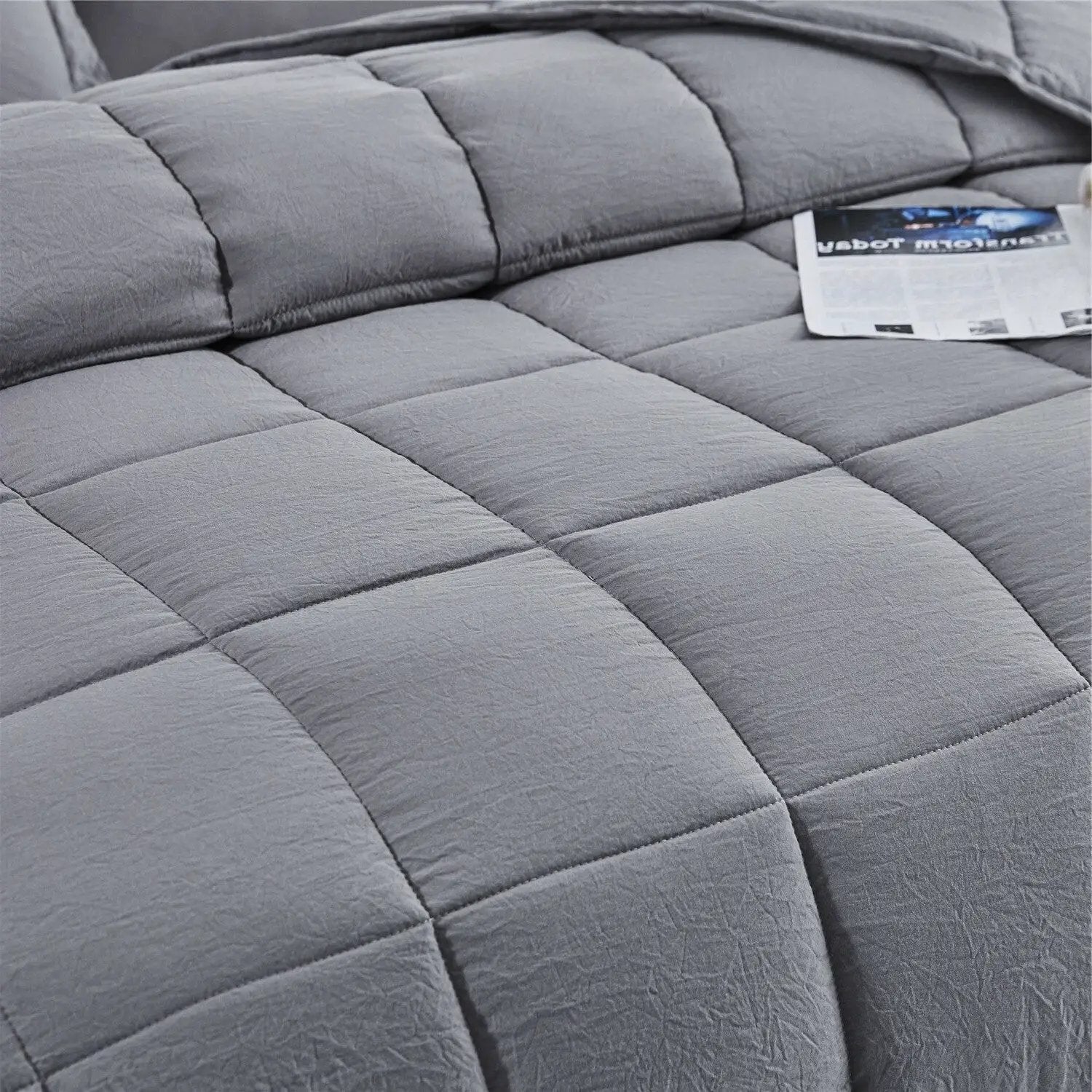 Queen Size Grey 3 Piece Microfiber Reversible Comforter Set by HomePacific
