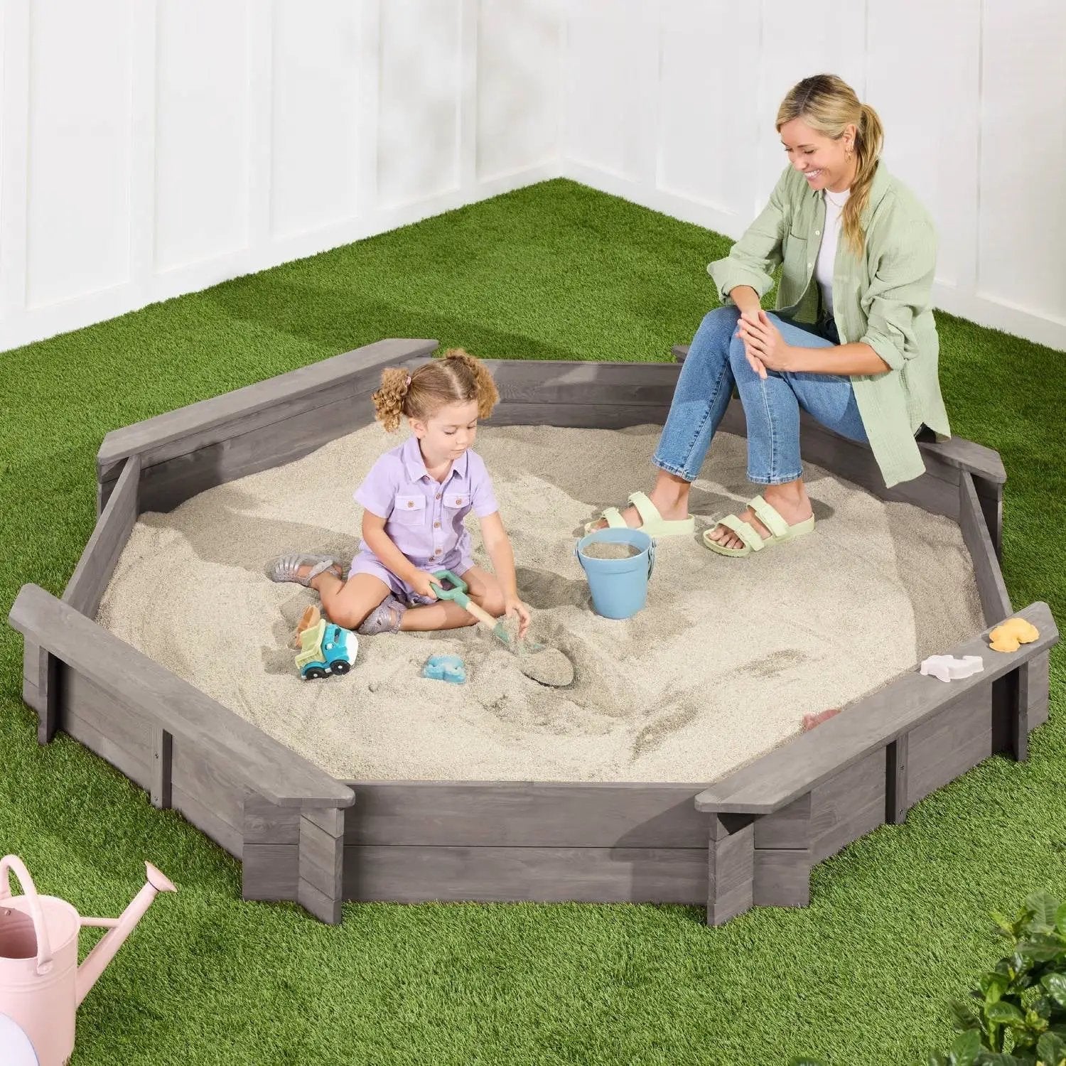 Outdoor Kid's Octagonal Sandbox in Grey Wood Finish by HomePacific