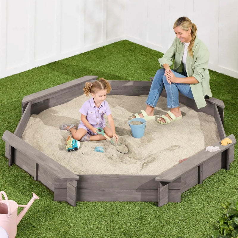 Outdoor Kid's Octagonal Sandbox in Grey Wood Finish by HomePacific