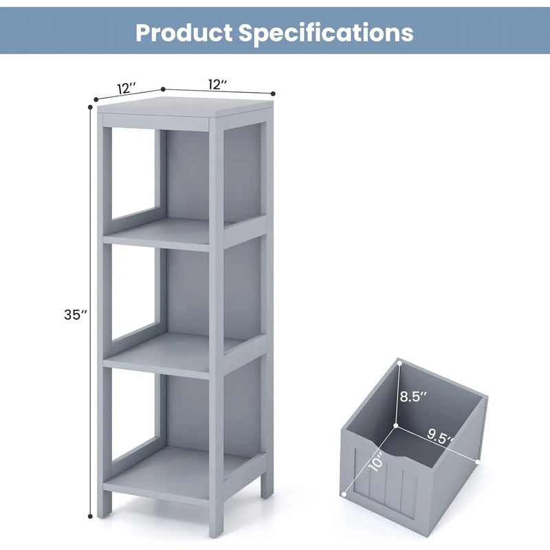 Modern Farmhouse 2-Drawer Bathroom Floor Cabinet with Shelf in Grey Wood Finish by HomePacific