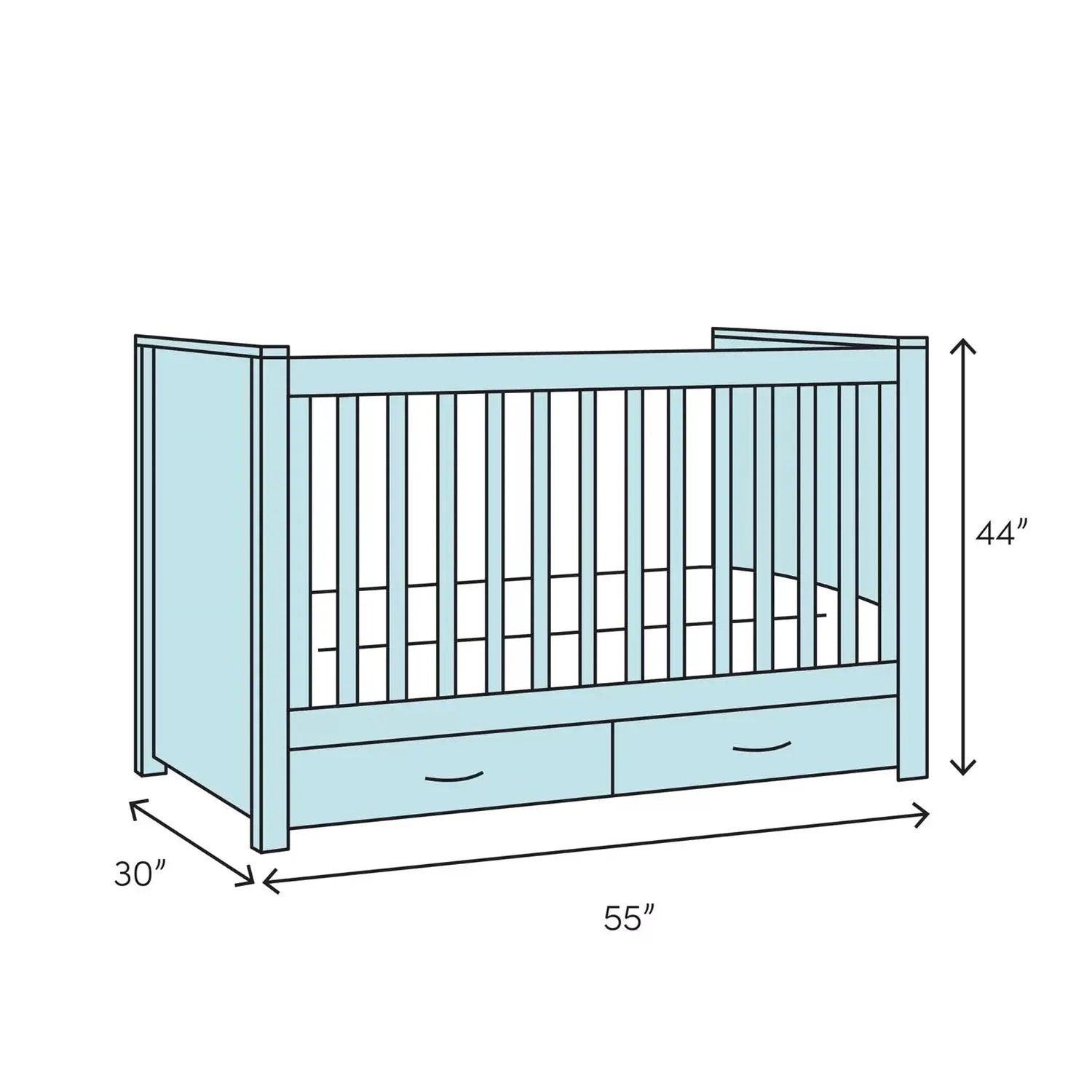 SF Home Solid Wood Convertible Crib in Grey - Toddler Bed Sold Separately by HomePacific
