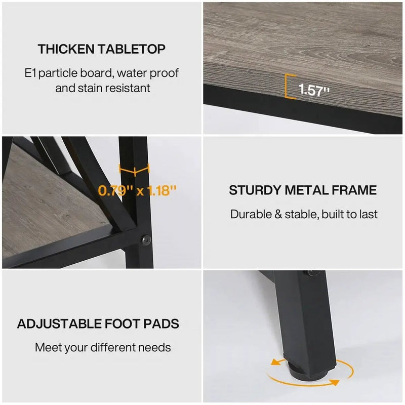 Industrial 70-inch Grey Wood Top Sofa Table with Heavy Duty Black Metal Frame by HomePacific