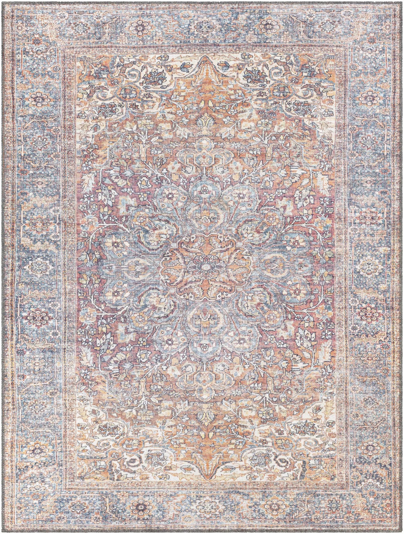 Rust Gardnertown Medallion Washable Area Rug - Clearance by Boutique Rugs