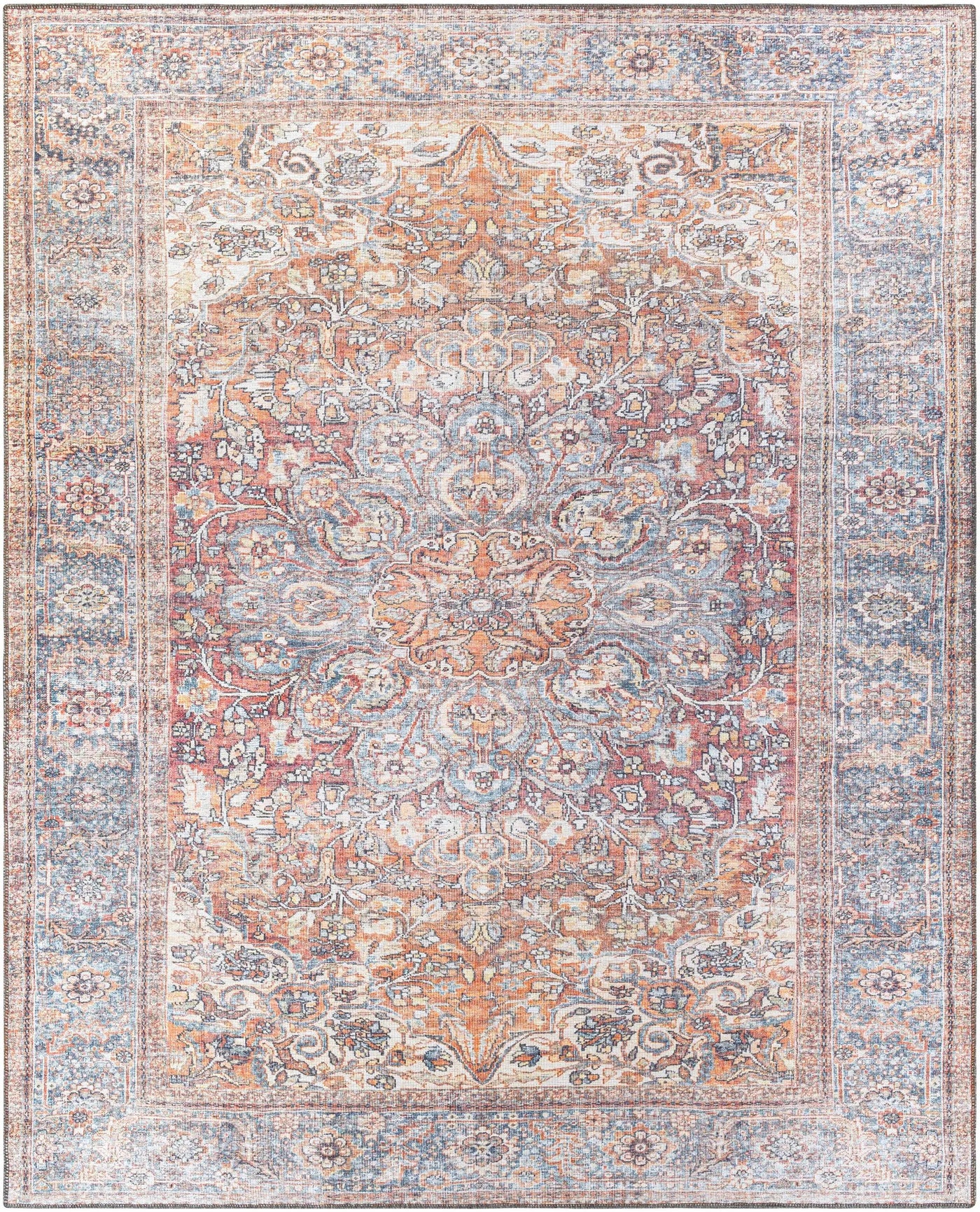 Rust Gardnertown Medallion Washable Area Rug - Clearance by Boutique Rugs