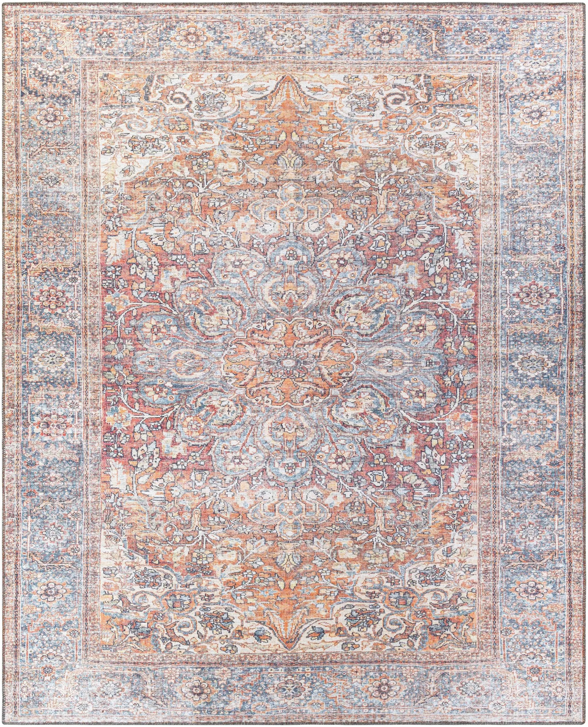 Rust Gardnertown Medallion Washable Area Rug - Clearance by Boutique Rugs