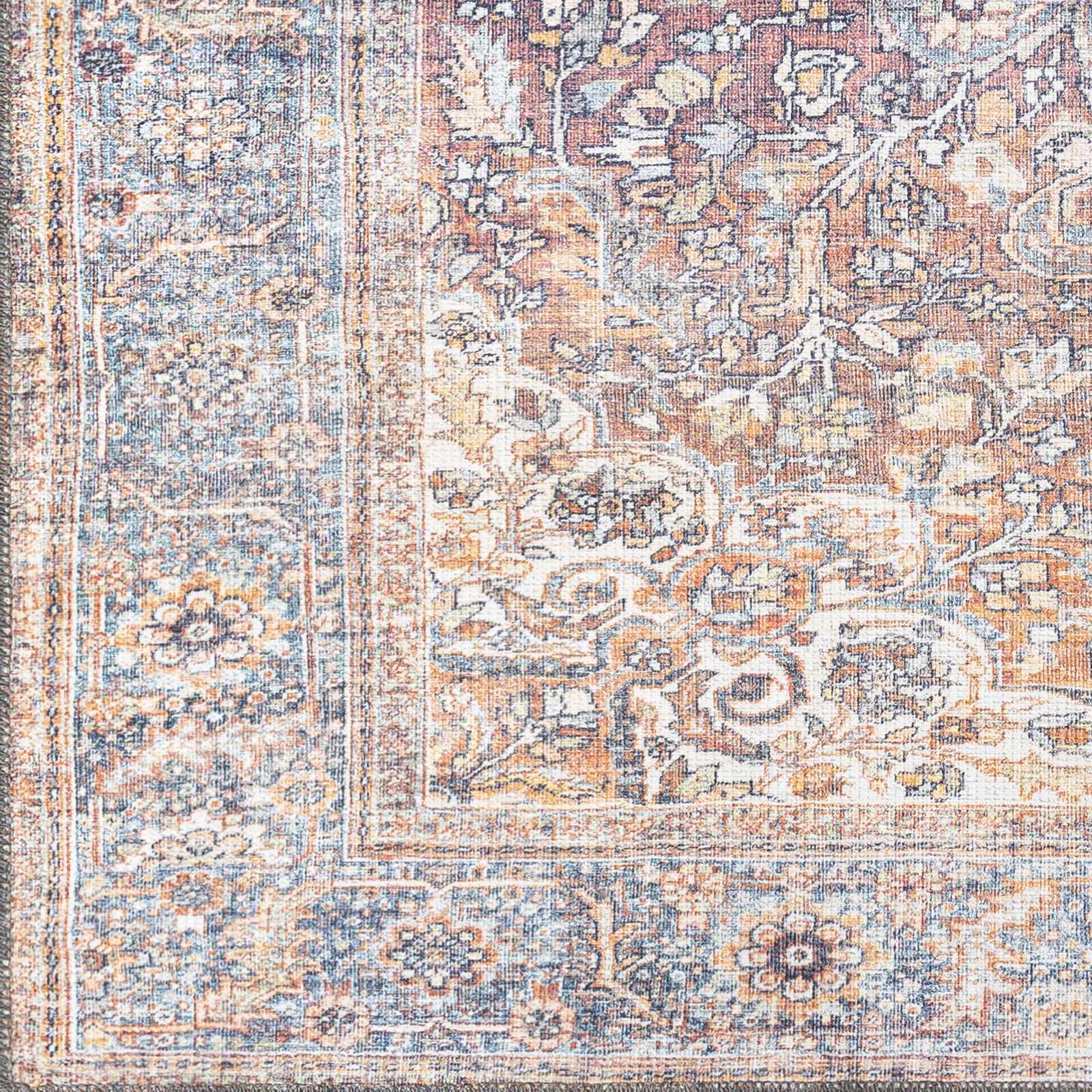 Rust Gardnertown Medallion Washable Area Rug - Clearance by Boutique Rugs