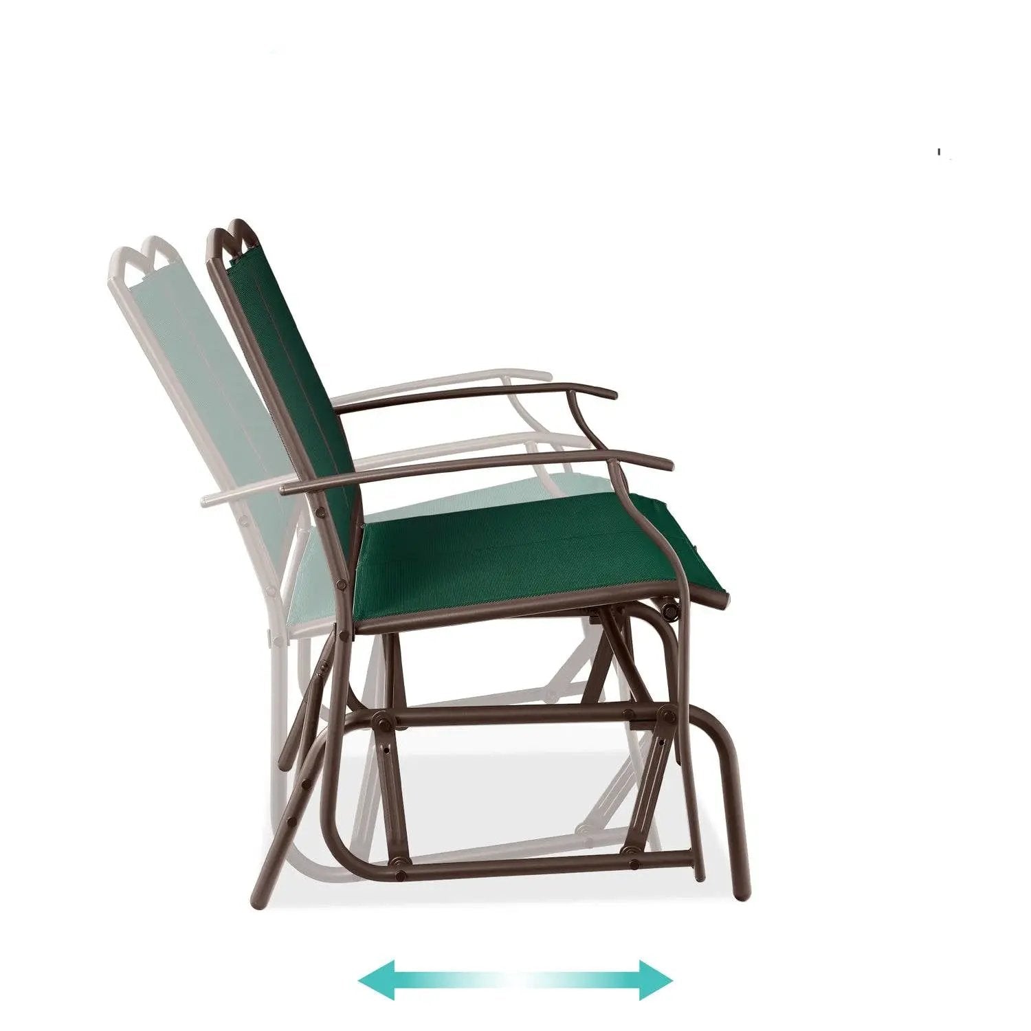 2 Seat Mesh Patio Loveseat Swing Glider Rocker with Armrests in Hunter Green by HomePacific