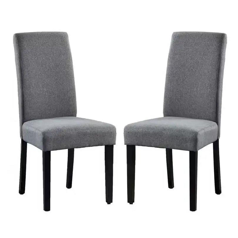 Set of 2 Modern Grey Fabric Upholstered Dining Chair with Black Wood Legs by HomePacific