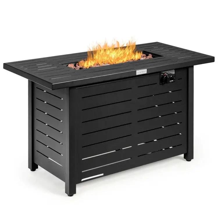 60,000 BTU Brown Rectangular Portable LP Gas Propane Fire Pit Table by HomePacific