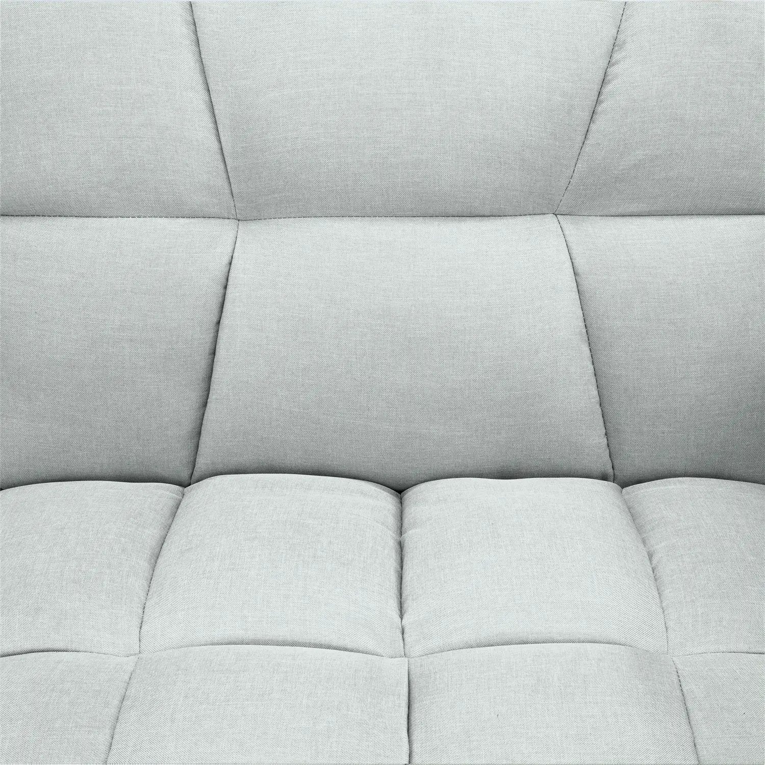 Plush Gray Split-Back Design Convertible Linen Tufted Futon w/ 2 Pillows by HomePacific