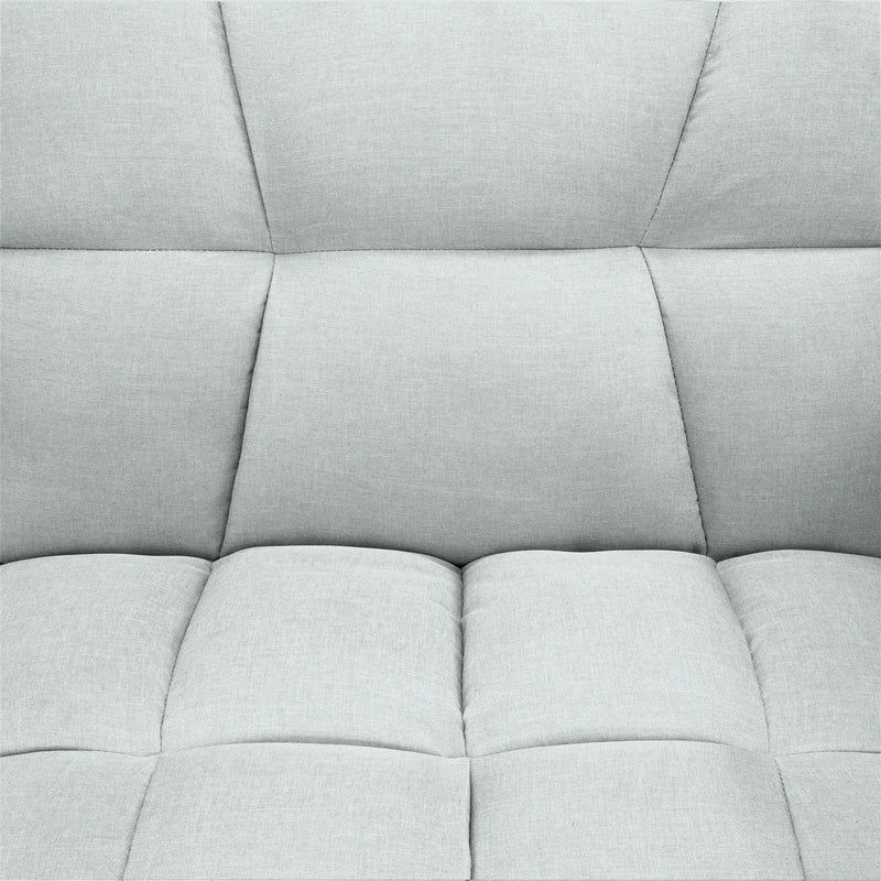 Plush Gray Split-Back Design Convertible Linen Tufted Futon w/ 2 Pillows by HomePacific